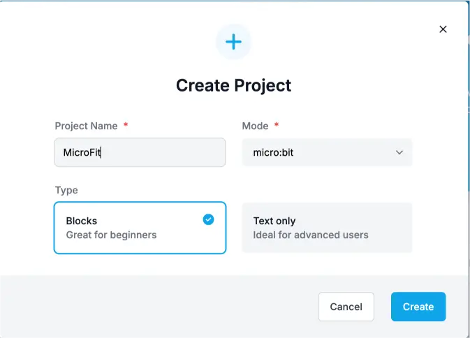 Creating a new EduBlocks project