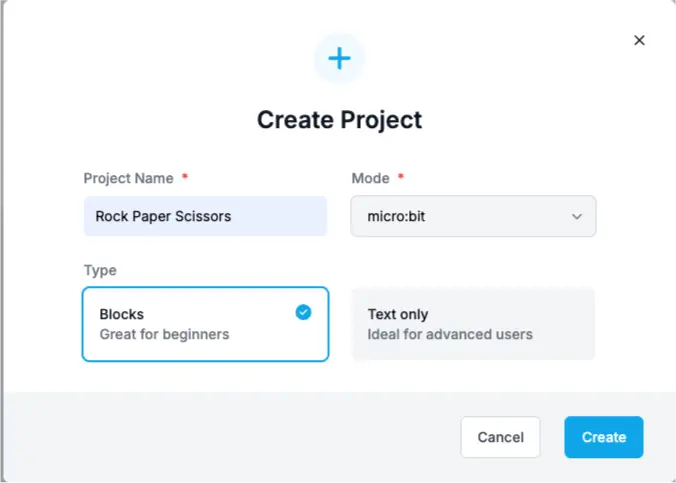Creating a new EduBlocks project