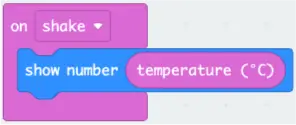 The on shake block containing show number temperature