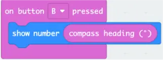 The button B block containing show number compass heading