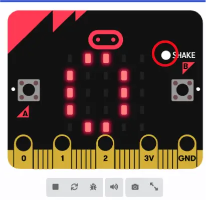 Shake button on the micro:bit Simulator