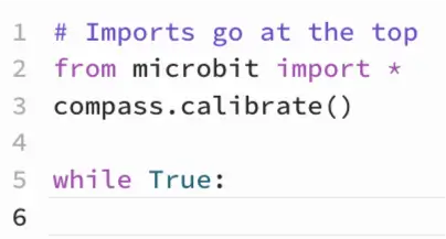 Setting up the compass and while True loop