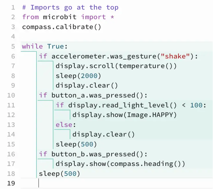 Python code that displays the compass heading as a number