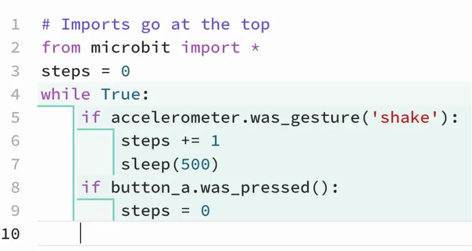 Resetting the steps to zero