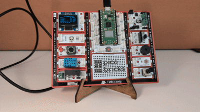 The dimmable LED fading up and down as the potentiometer turns