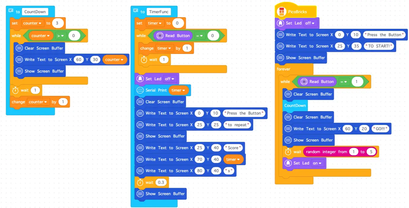 The completed reaction game code