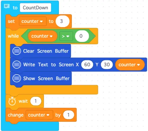 The completed CountDown function blocks